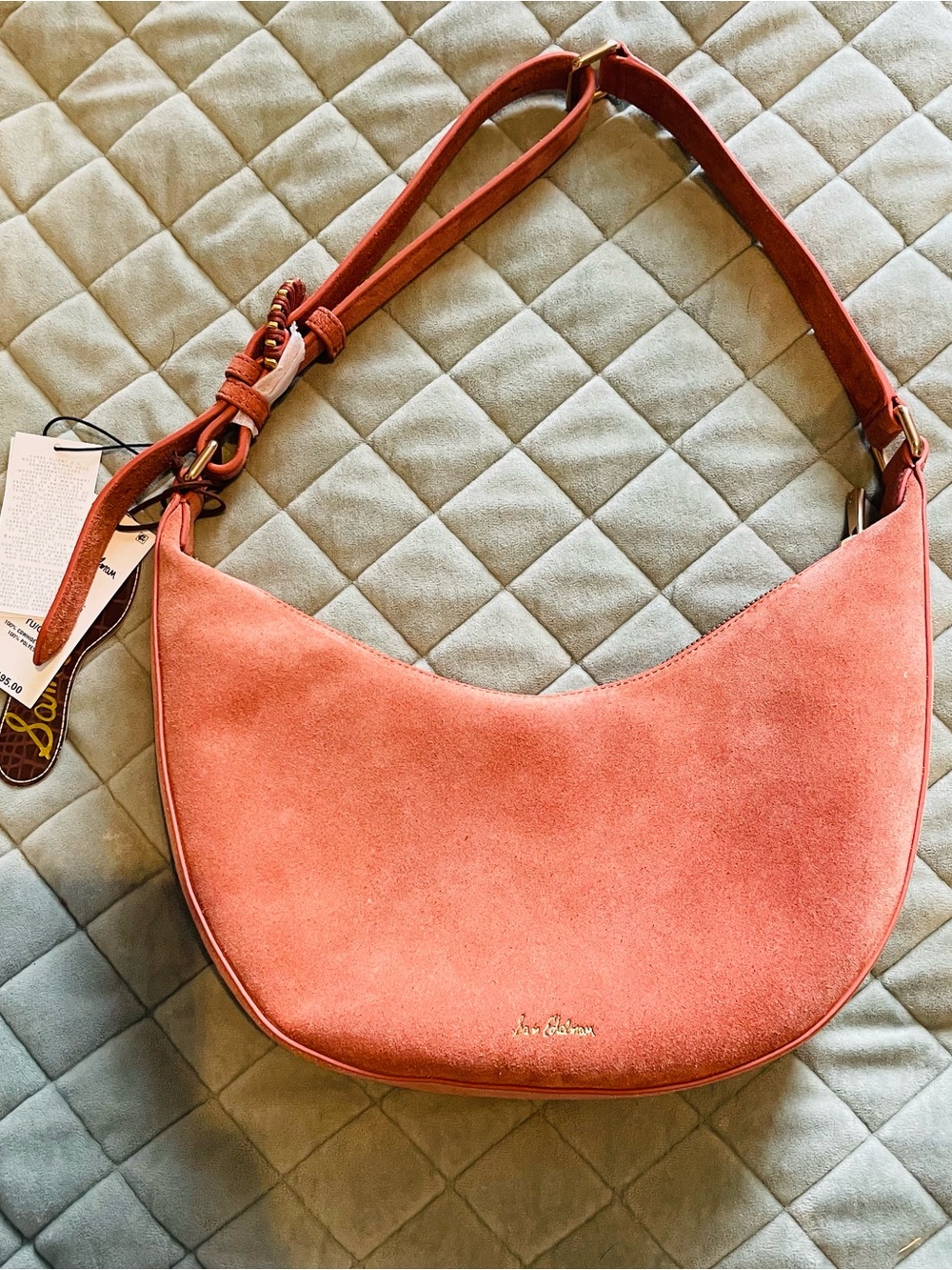Sam Edelman Coral Suede Crescent Shoulder Bag NWT